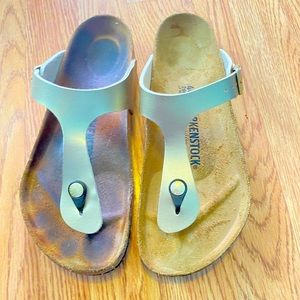 Gold Birkenstock sandals size 9. Like new